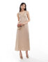 Фото #1 товара & Other Stories midaxi slip dress with lace trim detail in light beige