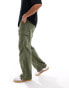 ASOS DESIGN baggy cargo trouser with knee pleats in khaki