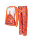 ფოტო #1 პროდუქტის Women's Orange Clemson Tigers Tinsel Ugly Sweater Long Sleeve T-shirt and Pants Sleep Set