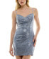 ფოტო #1 პროდუქტის Juniors' Metallic Surplice Sleeveless Bodycon Dress