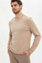 Фото #1 товара Свитшот Defacto Basic Regular Fit Beige Slate