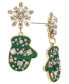 Фото #1 товара Gold-Tone Crystal Snowflake & Glitter Mitt Drop Earrings, Created for Macy's