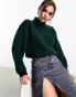 Фото #1 товара Monki cropped knitted jumper in forest green