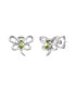 Фото #1 товара Sterling Silver White Gold Plated with Peridot Tourmaline Gemstone Butterfly Stud Earrings