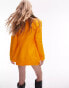 Topshop co-ord oversized linen blend blazer in mango Коричневый, 32 - фото #4