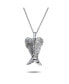Spiritual Amulet Guardian Angel Wing Feather Heart Pendant Necklace For Women For Teen Antiqued .925 Sterling Silver Engrave MED