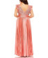 ფოტო #4 პროდუქტის Plus Size Flutter Sleeve Pleated V-Neck Gown