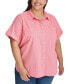 Фото #1 товара Plus Size Printed Button-Front Cotton Camp Shirt