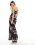 AllSaints Bryony satin maxi dress in black print Monica-Blütenblattrosa, 34 - фото #2