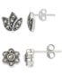 ფოტო #1 პროდუქტის 2-Pc. Set Marcasite Flower Stud Earrings (1/8 ct. t.w.) in Sterling Silver