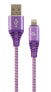 Кабель USB-A на Lightning 2 м белого и фиолетового цветов Gembird CC-USB2B-AMLM-2M-PW purple, white - фото #1