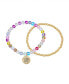 ფოტო #1 პროდუქტის Unwritten Multi Color Glass Beads Little Mermaid "Family is a Treasure" Beaded Stretch 2-Piece Set Bracelet