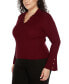 Фото #3 товара Plus Size Flared Sleeve Johnny Collar Sweater