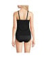 Women's D-Cup Chlorine Resistant Smoothing Control Mesh High Neck Tankini Swimsuit Top