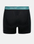 Calvin Klein Cotton Stretch 3 pack trunk with coloured waistbands in black