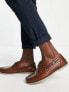 ASOS DESIGN boat shoes in brown leather with gum sole