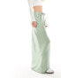 4th & Reckless Tall exclusive satin drawstring waist maxi skirt in sage green