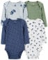 Фото #6 товара Baby 4-Pack Long-Sleeve Floral & Polka Dot Bodysuits NB