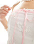 Фото #2 товара Rare London bandeau embroidered pink bow detail mini dress in white