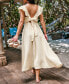 ფოტო #4 პროდუქტის Women's Apricot Flutter Sleeve Tie-Back Midi Beach Dress