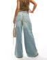 Фото #4 товара River Island midrise wide leg jean in lightwash blue