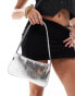 ASOS DESIGN shoulder bag with skinny double strap in silver