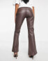 Фото #2 товара ASOS DESIGN Hourglass stretch faux leather flare trouser in chocolate