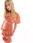 Pretty Lavish one sleeve ruffle midaxi dress in terracotta