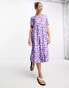 Фото #8 товара Monki midi shirt dress in lilac floral