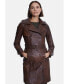 Women's Genuine Leather Trench Coat, Whiskey