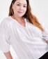 ფოტო #3 პროდუქტის Plus Size Woven Split-Neck Top, Created for Macy's