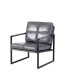 Фото #3 товара Light Grey PU Leather Leisure Black Metal Frame Recliner Chair For Living Room And Bedroom Furniture