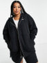 Nike Plus mini swoosh oversized full zip hoodie in black and sail