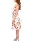 Фото #3 товара Women's Printed Flutter-Sleeve Fit & Flare Dress