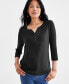 Women's Cotton 3/4-Sleeve Henley Tee, Created for Macy's