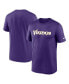 Фото #1 товара Men's Purple Minnesota Vikings Primetime Legend Wordmark Performance T-Shirt