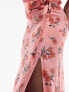 Topshop Tall co-ord cherry blossom split maxi skirt in pink