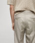 Фото #3 товара Men's Linen Blend Pleated Trousers