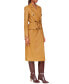 ფოტო #3 პროდუქტის Women's Double-Breasted Belted Faux-Leather Coat