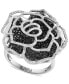 ფოტო #1 პროდუქტის EFFY® White Diamond (1/2 ct. t.w.) & Black Diamond (1-1/3 ct. t.w.) Rose Ring in 14k White Gold
