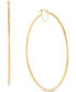 ფოტო #3 პროდუქტის Faceted Bridge Hoop Earrings in 10k Gold (60mm)