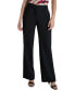 Women's Solid Straight-Leg Side-Pocket Mid-Rise Pants