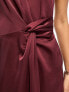 Фото #5 товара Pretty Lavish knot front satin maxi dress in merlot