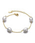 Sterling Silver 14k Yellow Gold Plated with Gray Freshwater Pearl Station Bracelet with Adjustable Extension Chain