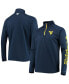 ფოტო #1 პროდუქტის Men's Navy West Virginia Mountaineers Terminal Tackle Fleece Raglan Omni-Shade Quarter-Zip Jacket