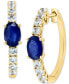 ფოტო #1 პროდუქტის EFFY® Sapphire (1-1/5 ct. t.w.) & White Sapphire (5/8 ct. t.w.) Small Hoop Earrings in 14k Gold, 0.75"