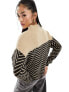 Vila half and half knitted high neck jumper in zig zag print