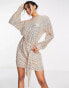 Фото #2 товара Aria Cove sequin batwing sleeve mini shift dress with belt detail in gold
