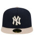 Фото #4 товара Men's Navy New York Yankees Canvas A-Frame 59FIFTY Fitted Hat