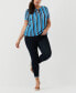 ფოტო #4 პროდუქტის Plus Size Eco Stripe Lace-Up Short Sleeve Tee Shirt